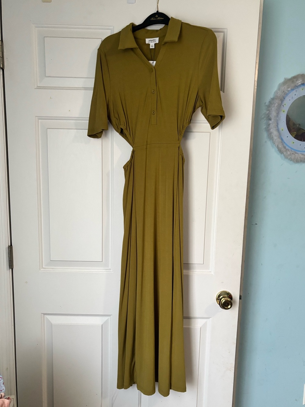 Collared Olive Maxi Dress with Button Front - Everlane